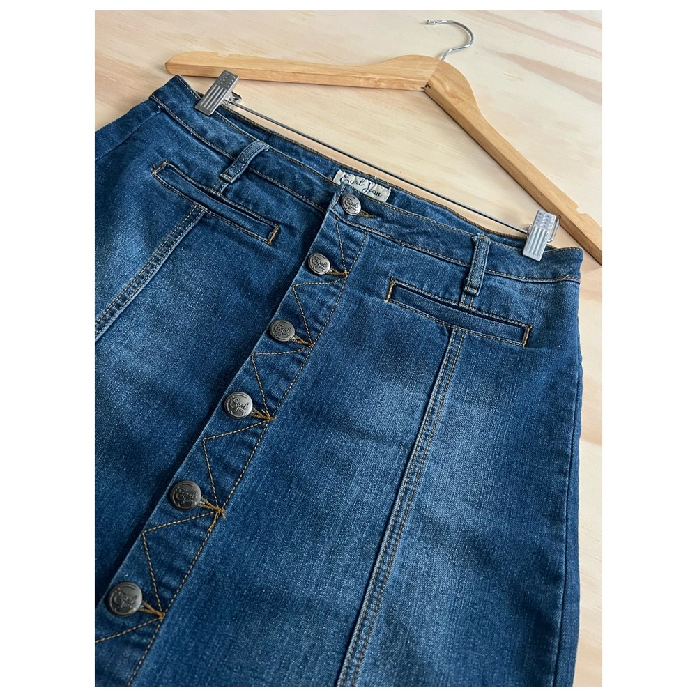 Earl Jean Denim Skirt Women's Size 8 | Button Front Medium Wash Pockets
